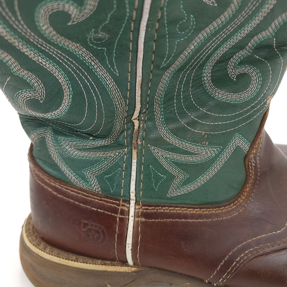Durango Womens Emerald/Tan Leather Ultralite Saddle Cowboy Boots 6M - Picture 2 of 8